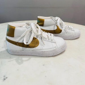 nike blazers white and gold
