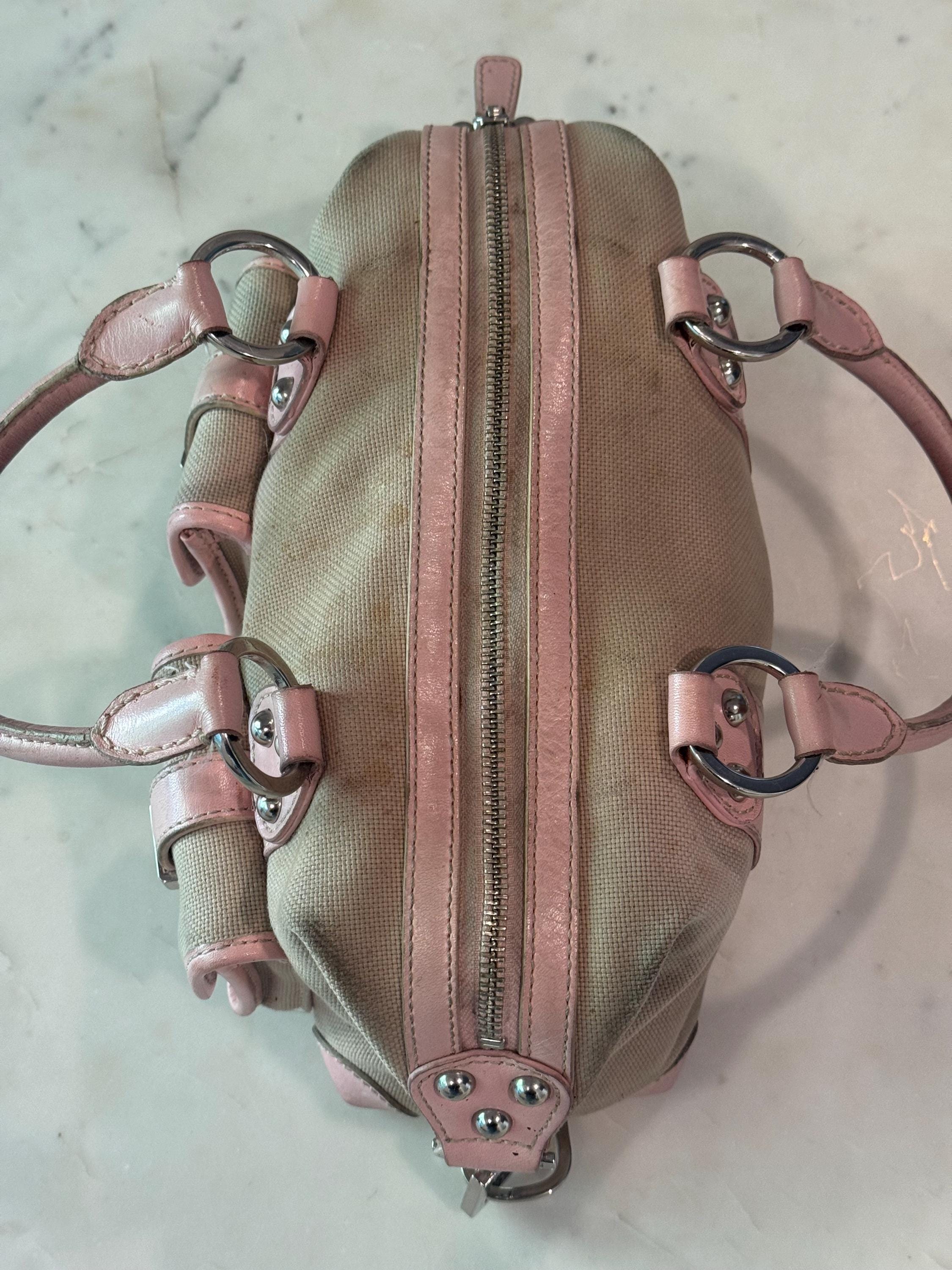 rafe NEW YORK ワンショルダーバッグ 本革 ハラコ y2k Rafe New York Vintage Canvas & Pink Leather Satchel | Y2K Designer