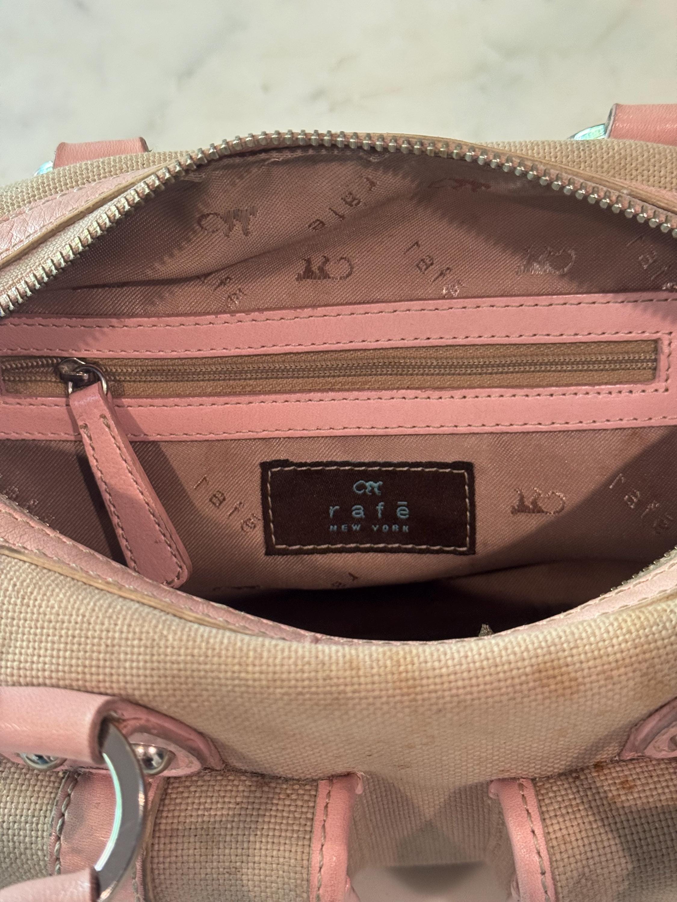 Rafe New York Vintage Canvas & Pink Leather Satchel | Y2K Designer
