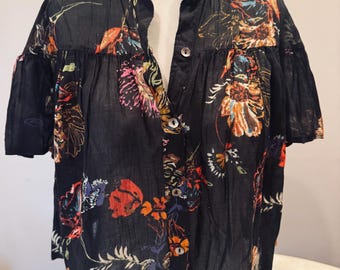 Free People Floral Cropped Cotton Blouse: Sweet Escape Top