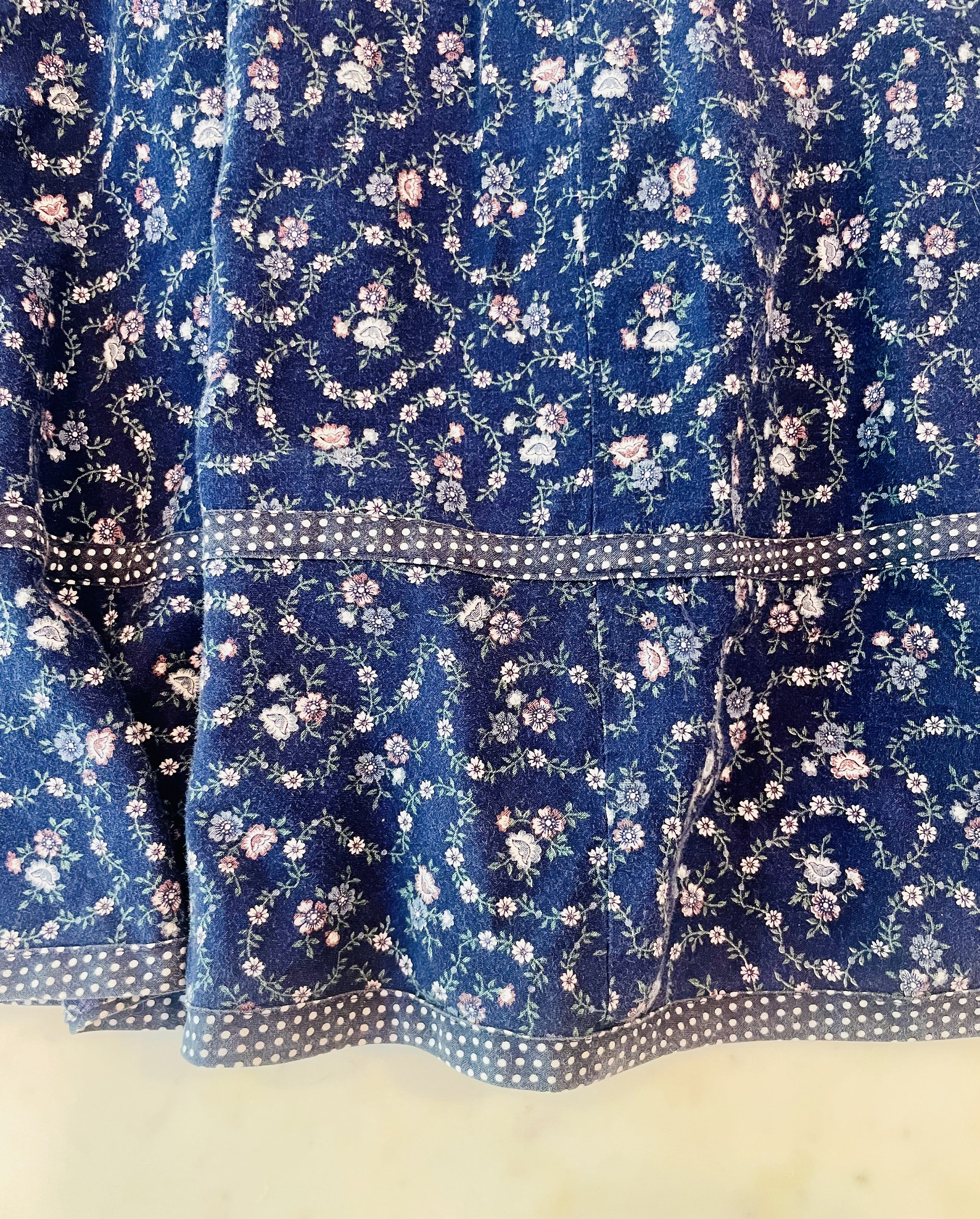 Vintage 1970s Gunne Sax Blue Floral Prairie Skirt | Cotton Folk Skirt ...