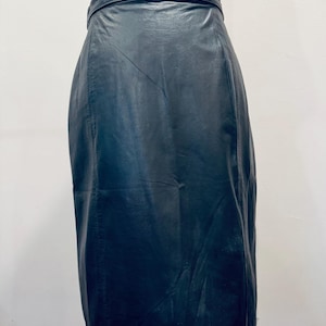 Vintage Amati Argentina Black Leather Pencil Skirt, 90&#39;s Leather Knee-Length Pencil Skirt