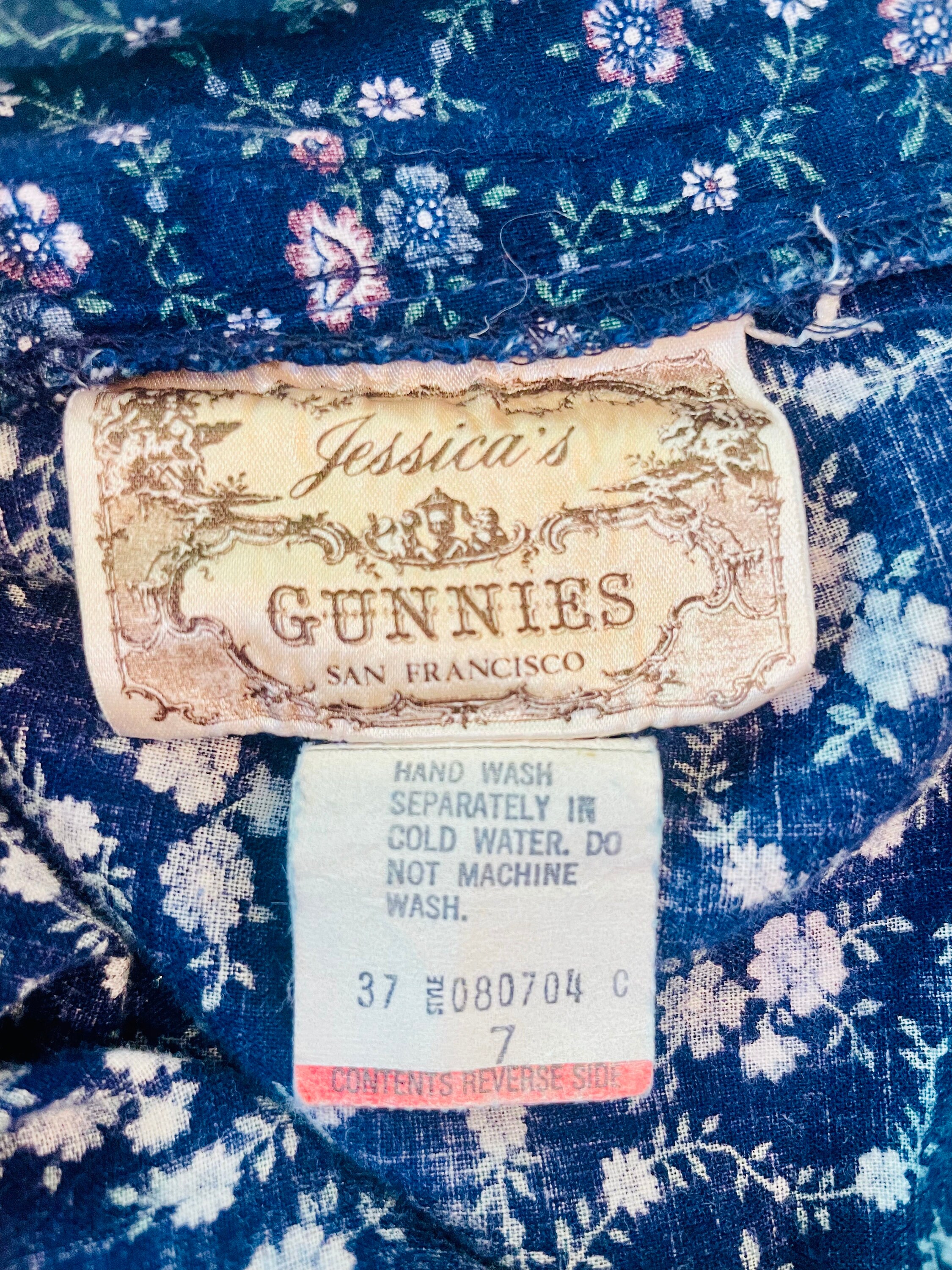Vintage 1970s Gunne Sax Blue Floral Prairie Skirt | Cotton Folk Skirt ...