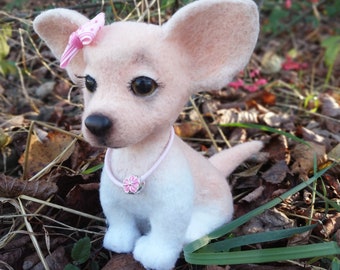 Felt dog Felted chihuahua Needle felted animal Chihuahua gift Chihuahua dog sculpture wool felt animals Felt Chihuahua dog Wool felted doggy