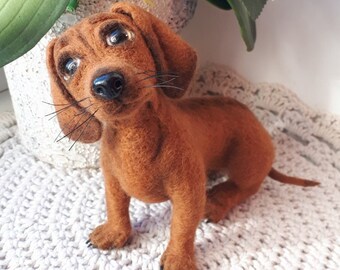 Felt dog, Needle felted dachshund, Needle felted animal, Pet loss gift, Felted dog, Wool felt dachshund, Needle felted dog, Wool felt doggy