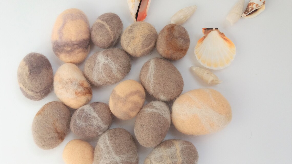 Felted Pebbles Wool Stones Felted Stones Wool Felted Stone Etsy