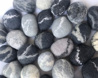 Felted pebbles Wool stones Felted stones Wool felted stone Felt stones Felted rocks Eco-friendly home decor Felt pebbles