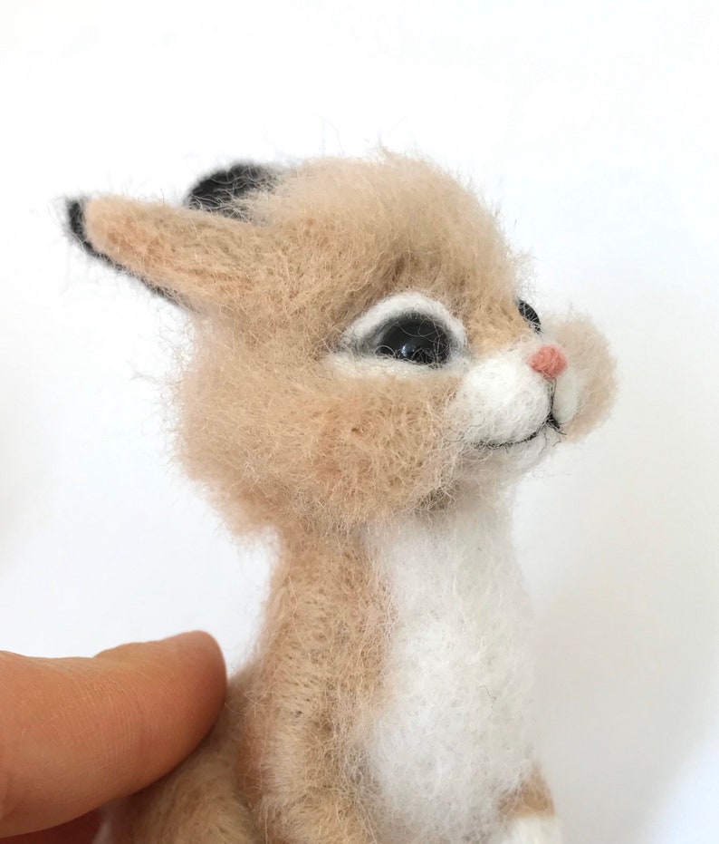Felted Animals, Needle Felted Hare, Felt Rabbit, Needle Felted Animal Miniature, Needle Felted Bunny, Wool Felted Sculpture, Gift for girl image 9