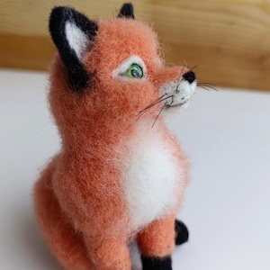 Needle Felted Fox Sculpture: Handmade Merino Wool Animal Decor