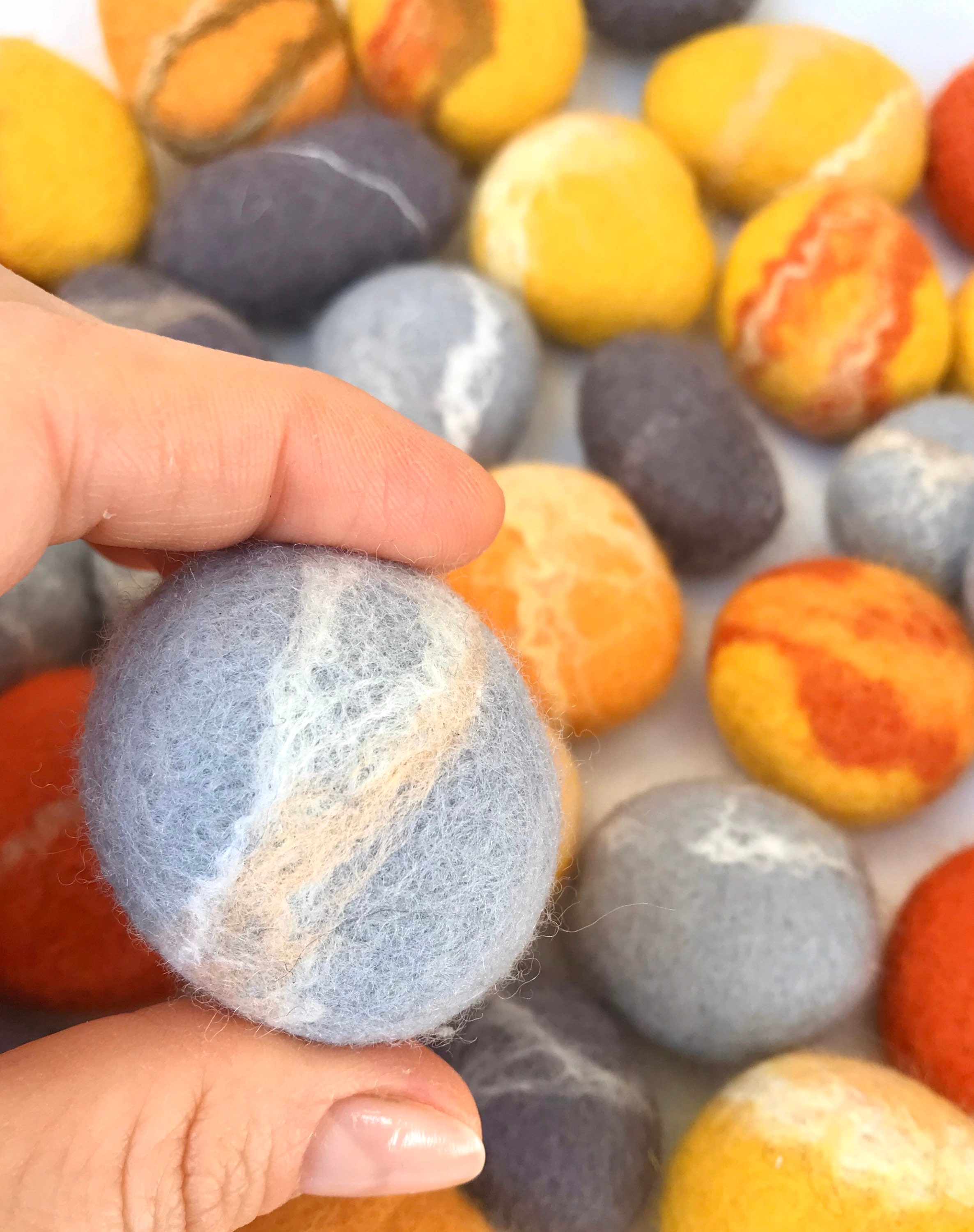 Felted Pebbles Wool Stones Felted Stones Wool Felted Stone Etsy