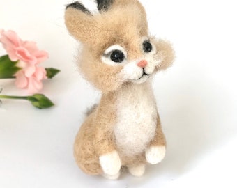 Felted Animals, Needle Felted Hare, Felt Rabbit, Needle Felted Animal Miniature, Needle Felted Bunny, Wool Felted Sculpture, Gift for girl