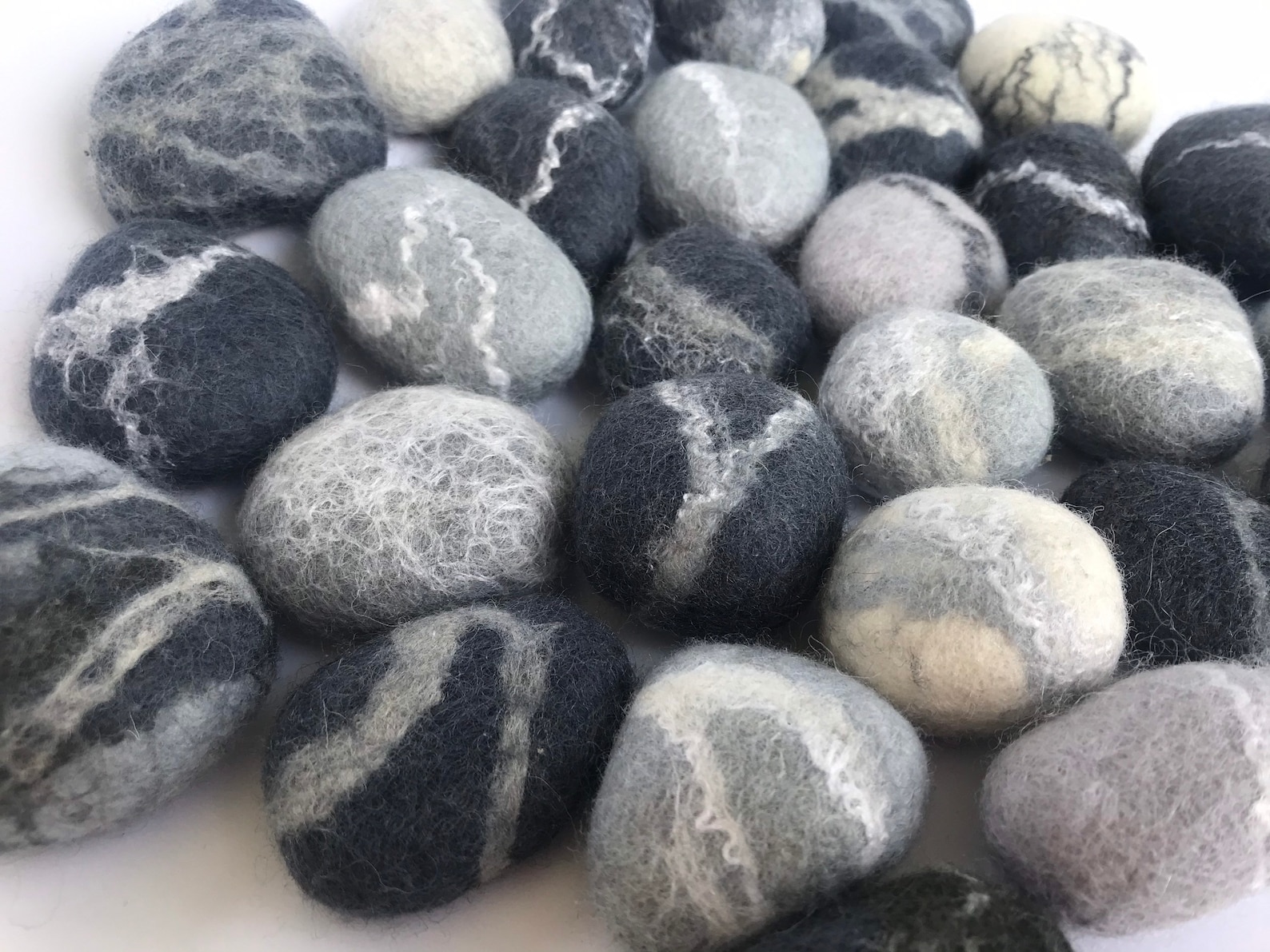 Felted Pebbles Wool Stones Felted Stones Wool Felted Stone Etsy