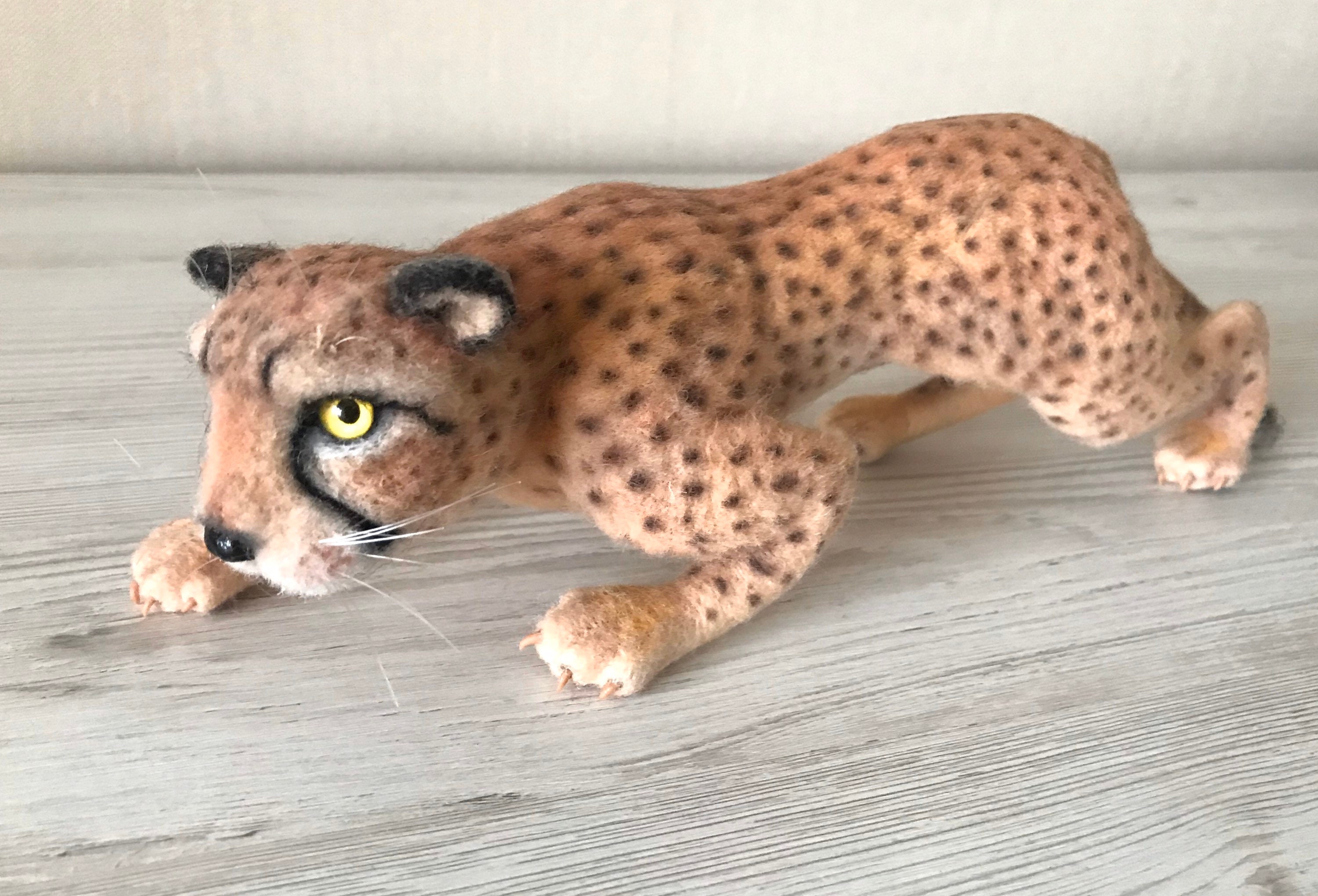 Needle Felt Cat Sculpture: Cheetah