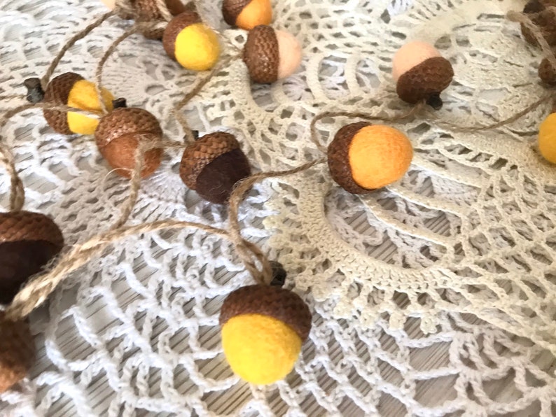 Felted Acorn Garland Nursery Decor Felt Garland Fall Decor Etsy
