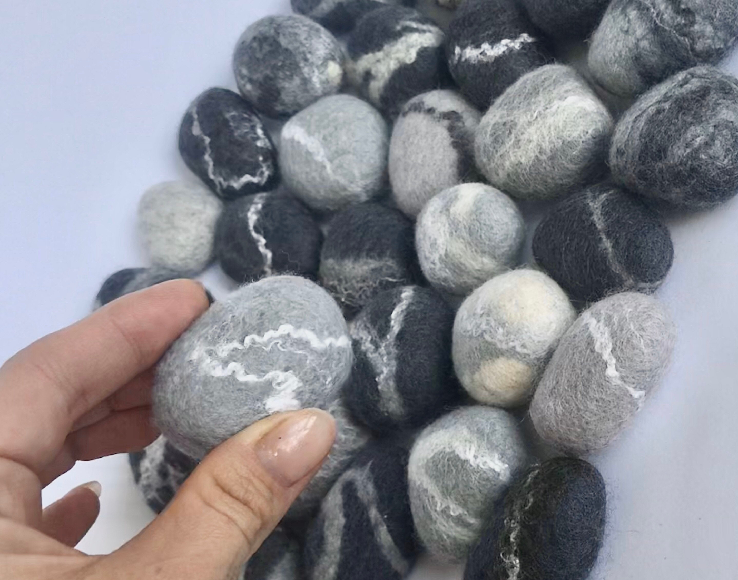Felted pebbles Wool stones Felted stones Wool felted stone Etsy