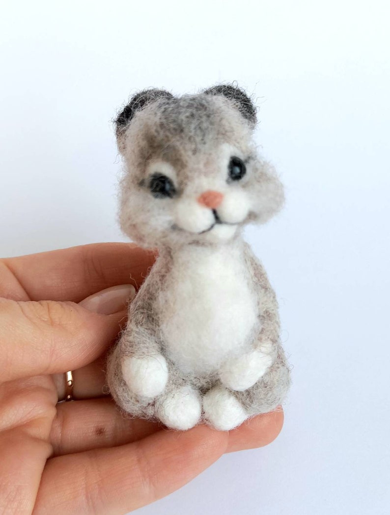 Felted Animals, Needle Felted Hare, Felt Rabbit, Needle Felted Animal Miniature, Needle Felted Bunny, Wool Felted Sculpture, Gift for girl image 3