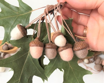 Eco-friendly home decor Wool felted acorns, 20 pcs.