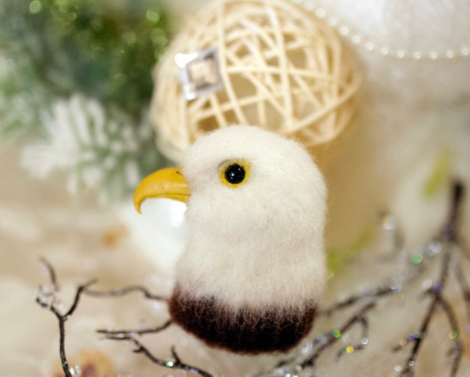 Felted Eagle Brooch Needle Felted Bird Pin Felt Eagle Gift Etsy