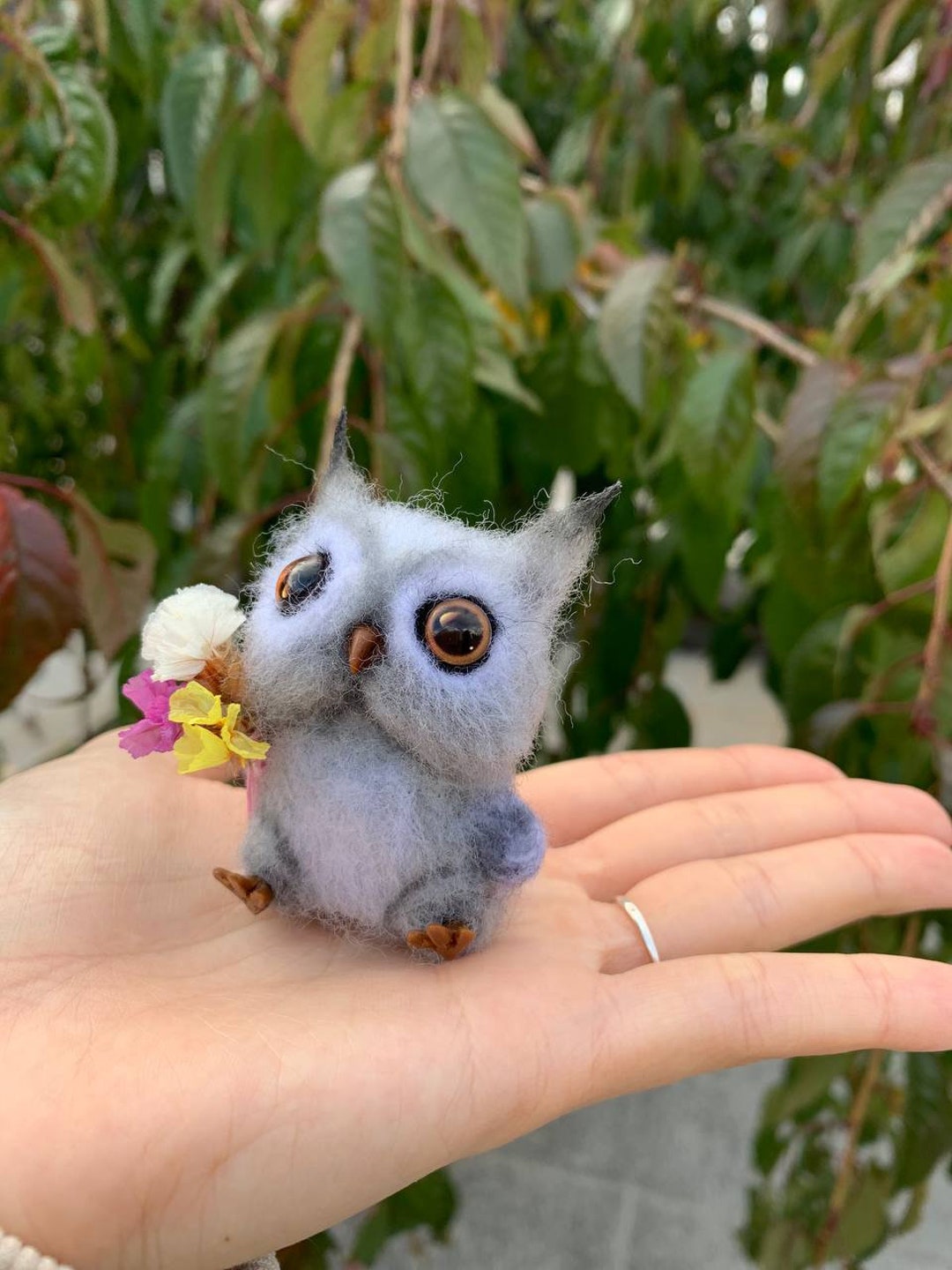 Owl Miniature Needle Felted Owl Sculpture Wool Felt Owl Owl Lovers Gift