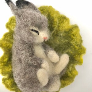Felted Sleeping Bunny, Needle Felted Hare, Felt Rabbit With a Cabbage ...