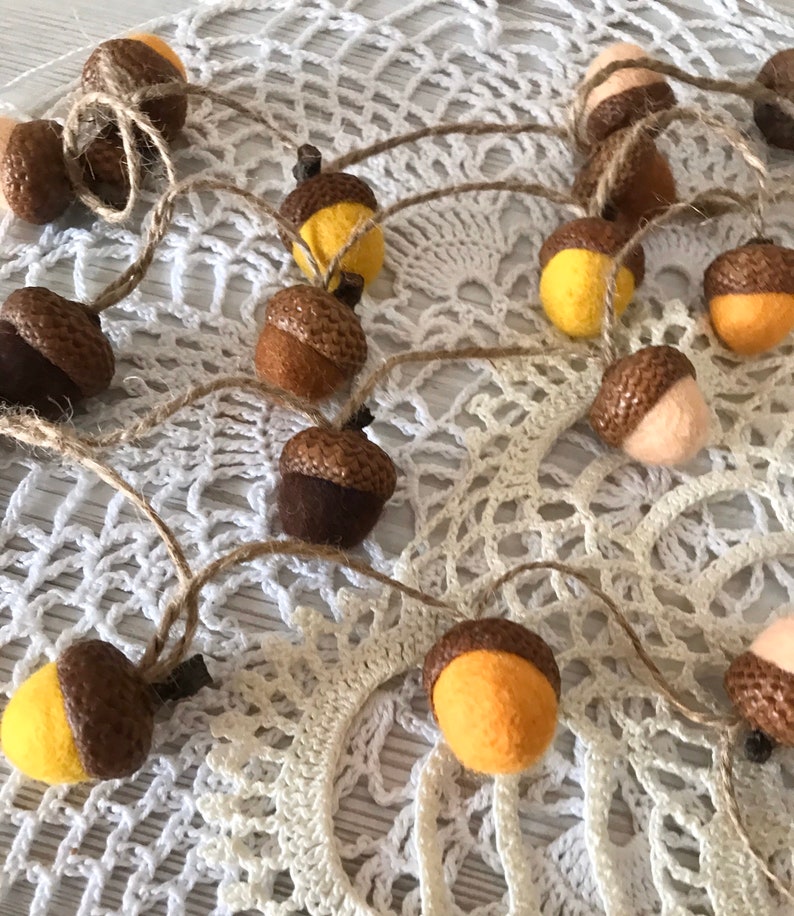 Felted Acorn Garland Nursery Decor Felt Garland Fall Decor Etsy