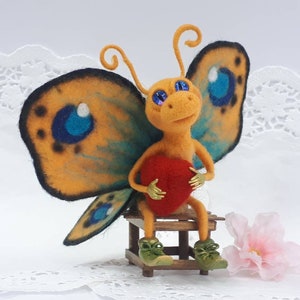 Needle felted butterly with flower