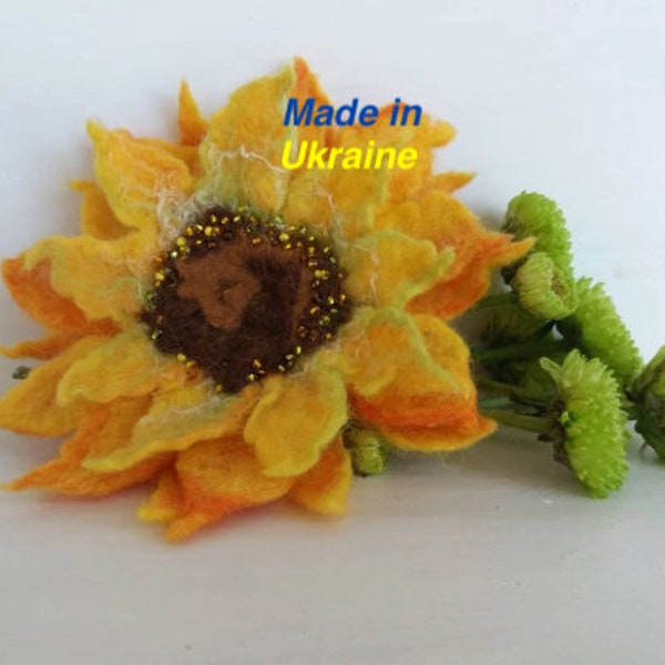 Sunflower pin Felt brooch Felted sunflower Felted brooch Flower pin Sunflower brooch Wool jewelry Summer brooch Mother's day gift Felted pin