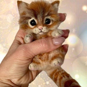 Needle Felted Ginger Cat: Wool Kitten Miniature, Cat Lover Gift