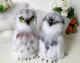 Set of two felted owls, Needle felted owl sculptures, Owls couple, Owl lovers gift, Anniversary gift, Owl home decor, Felted owls