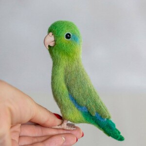Needle Felted Green Parrot Felted Parrot Hand Made Bird Home Decor ...