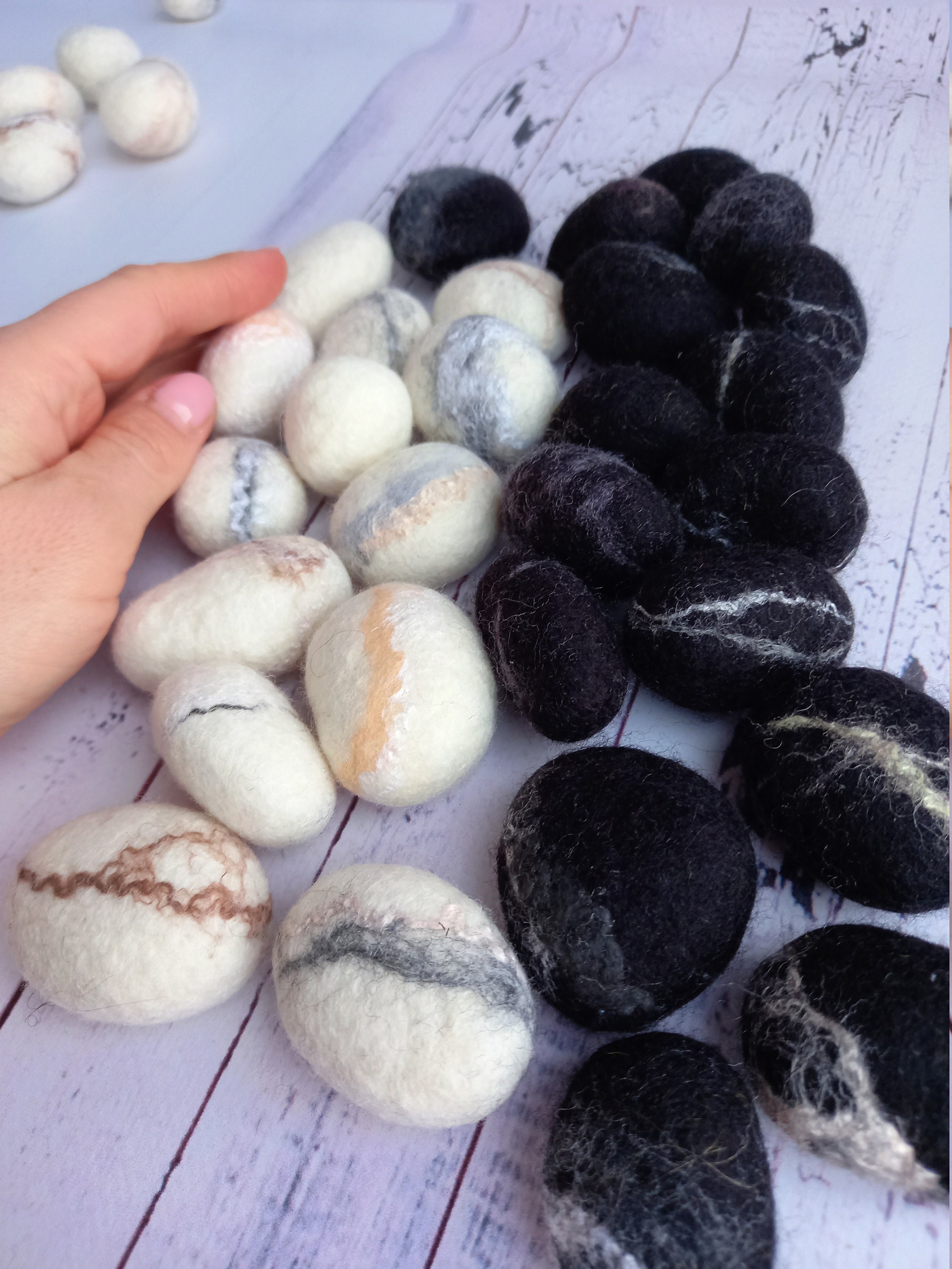 Felted pebbles Wool stones Felted stones Wool felted stone Etsy