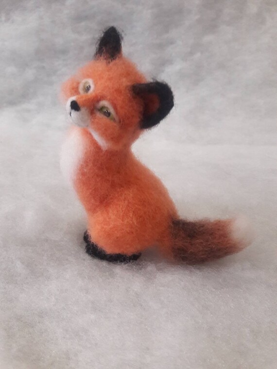 100% Wool needle felt Fox Forest Animals 3.7 cm