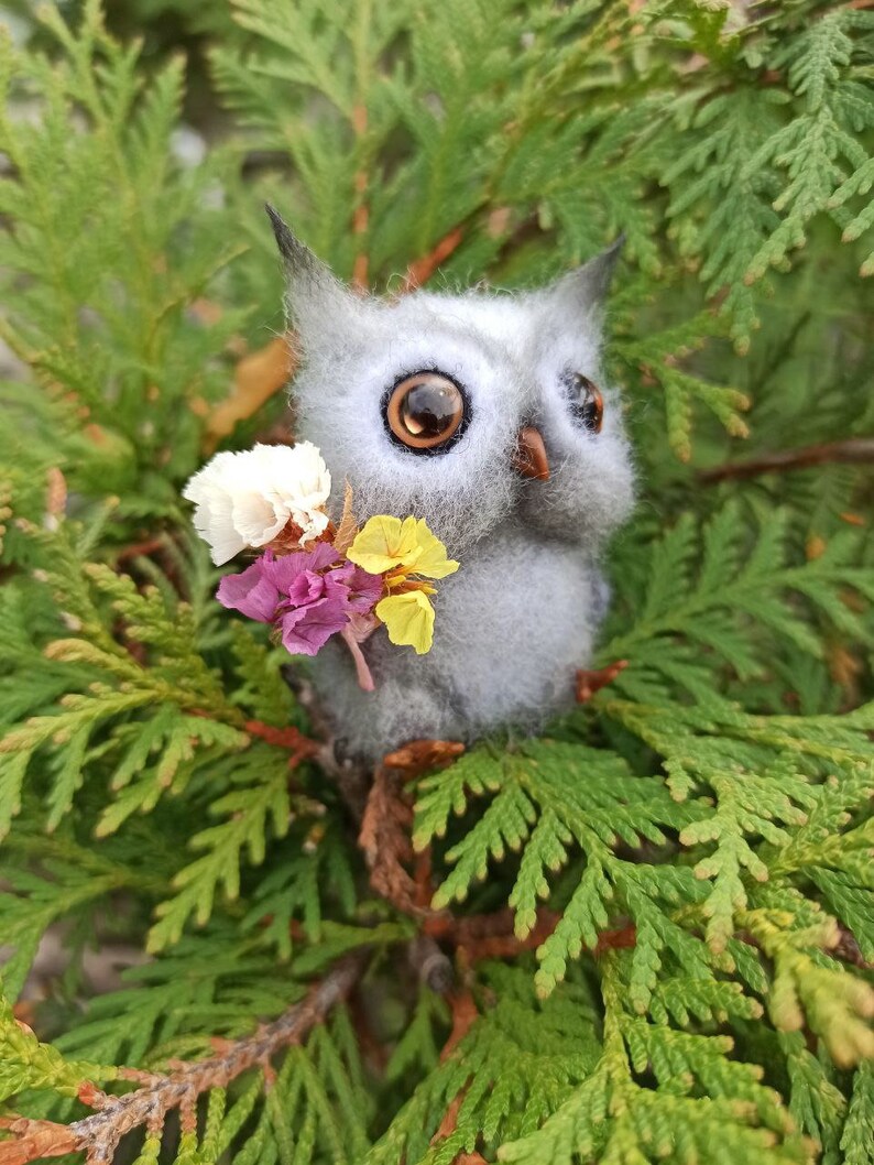 Owl Miniature Needle Felted Owl Sculpture Wool Felt Owl Owl Etsy