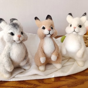 Needle Felted Hare: Handmade Wool Sculpture, Miniature Bunny