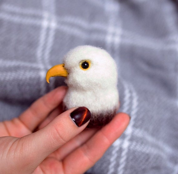 Felted Eagle Brooch Needle Felted Bird Pin Felt Eagle Gift Etsy