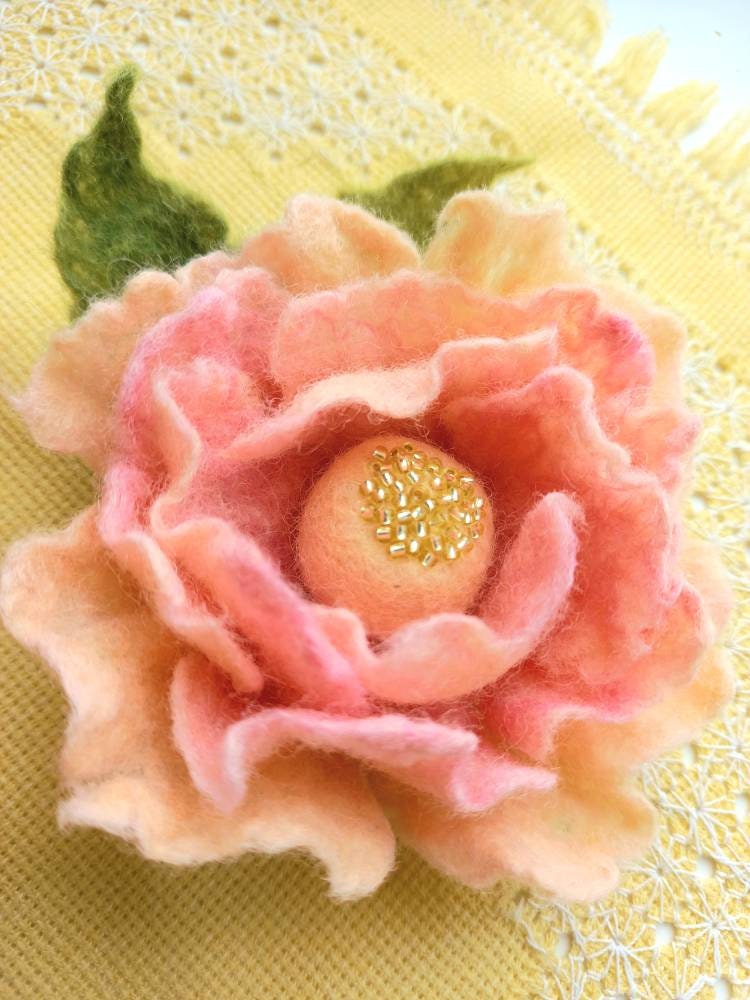 Flower Brooch Wool Felt Brooch Felted Flower Brooch Gift for Etsy