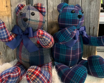 Memory BEAR - handmade Keepsake animal - Made from love one's clothing - grief and mourning