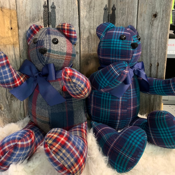 Memory BEAR - handmade Keepsake animal - Made from love one's clothing - grief and mourning