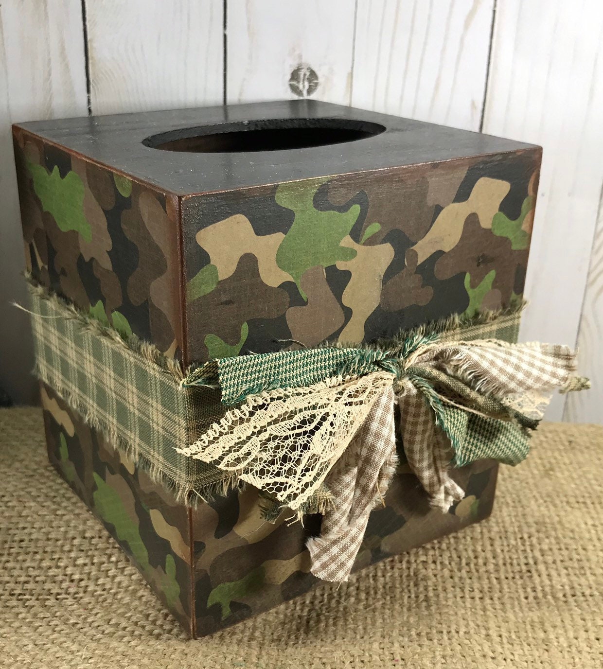Decorative Wood Tissue Box Cover Hunting Decor Camo Etsy