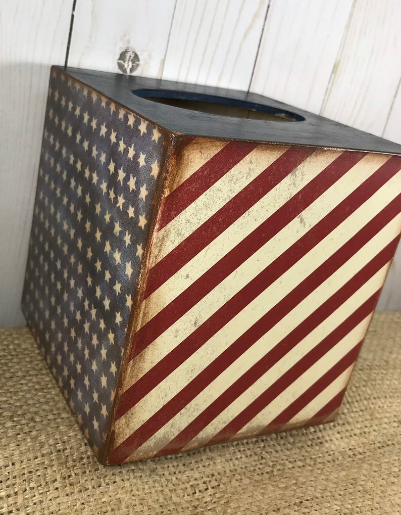 Tissue Box Cover Americana Square Tissue Cover Patriotic Etsy