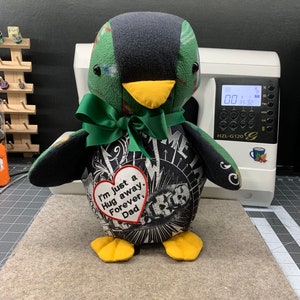 Memory PENGUIN - handmade Keepsake animal - REMEMBRANCE gift - memorial - Made from love one's clothing - Mourning - grief