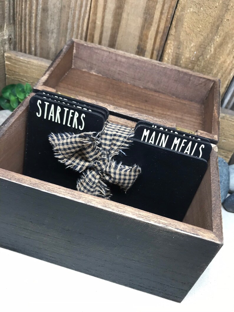 RECIPE DIVIDERS recipe inserts 4x6 recipe dividers wood dividers- recipe box cards custom recipe dividers BLACK Rae Dunn style