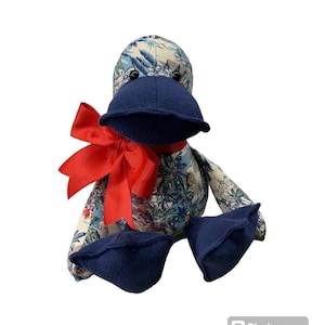 Memory DUCK - handmade Keepsake animal - Made from love one&#39;s clothing - grief and mourning - goose duckling