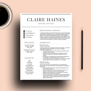 Resume Template for Word (1 & 2 page resume, cover letter + icons), Curriculum Vitae, Professional Resume | CV Template | Instant Download
