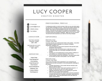 Minimal Resume Template for Word | CV Template | Professional Resume Design | Two Page Resume, Cover Letter, Icon Set | Instant Download