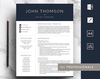 Resume template for Word & Pages | Professional CV Template | 1, 2, 3 Page Resume with Cover Letter | A4 and US Letter | Instant Download