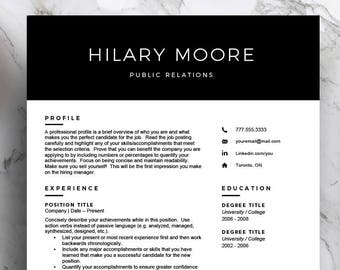 Modern Resume Template for Word & Pages (1, 2 and 3 Page Resume, Cover Letter, Icon Set) Professional CV Template | Black | Instant Download