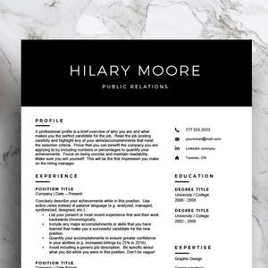 Modern Resume Template for Word & Pages 1, 2 and 3 Page Resume, Cover Letter, Icon Set Professional CV Template Black Instant Download image 1