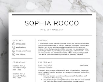 Minimal Resume Template for Word & Pages (1, 2, 3 page resume, cover letter, icon set) | Resume Design | Modern CV | Instant Download