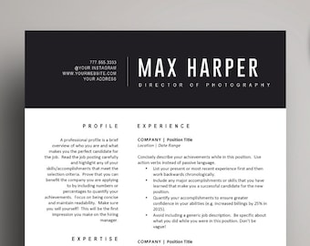 May include: A monochrome resume template featuring "MAX HARPER" at the top, with sections for profile, experience, expertise, and education. A coffee cup and a pencil are placed on the side of the resume.